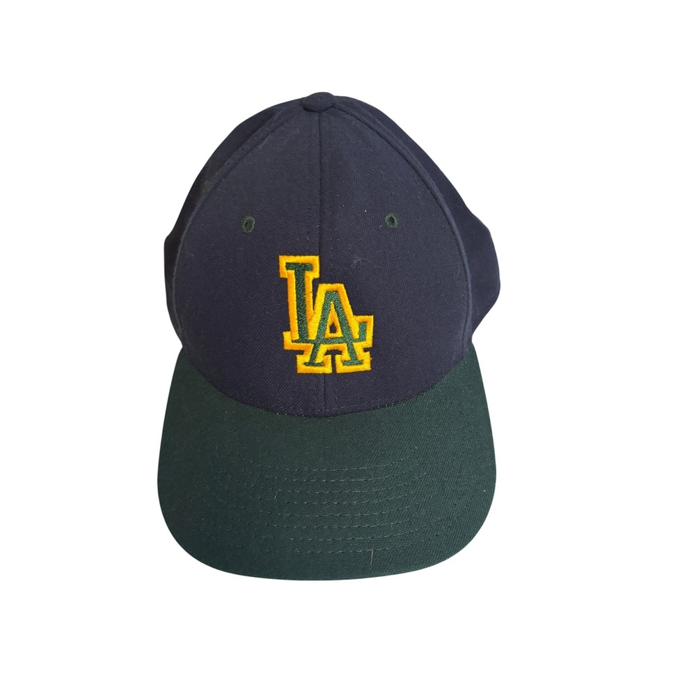 Outdoor Cap Pro Series LA Fitted Hat Mens Size 7 Navy Green Excellent Vintage